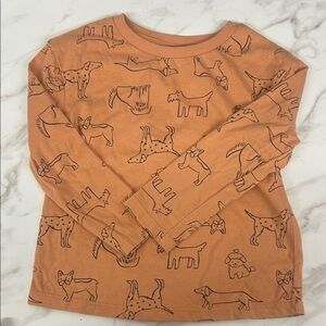 Cat & Jack Orange Dog Print Long Sleeve Tee